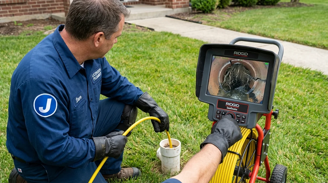 Sewer camera inspection being performed by Johns Plumbing LLC in Park Hills